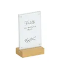 image of Cal-Mil 23185-46-21 Sydney Card Holder, 4"W x 2.5"D x 6.5"H, Oak Finish, Stainless Steel Base
