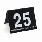 image of Cal-Mil 234-13 Number Tent Set, 3-1/2" x 3" Black Plastic, White Numerals, #1‑#25 - 25/Set