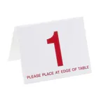 image of Cal-Mil 234 Number Tent, 3-1/2" x 3" White Plastic with Red Numbers, Set #1‑#25, - 25/Set