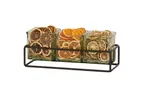 image of Cal-Mil 23747-3-13 3 Jar Holder, 12.5"W X 4.5"D X 3"H, Includes 3 Glass, Black