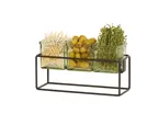 image of Cal-Mil 23747-6-13 3 Jar Holder, 12.5"W X 4.5"D X 6"H, Includes 3 Glass, Black