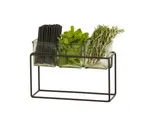 image of Cal-Mil 23747-9-13 3 Jar Holder, 12.5"W X 4.5"D X 9"H, Includes 3 Glass Jars, Black