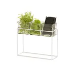 image of Cal-Mil 23747-9-49 3 Jar Holder, 12.5"W X 4.5"D X 9"H, Chrome-Plated Wire