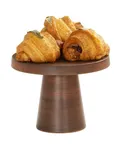image of Cal-Mil 23755-107-78 Melamine Pedestal Stand, 10.25" Dia x 7.5" H, Walnut Brown, Dishwasher Safe