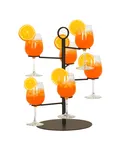image of Cal-Mil 23763-13 Madison Glass Tower, 15" W x 15" D x 17" H, Black Metal Round, Holds 6 Glasses
