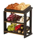 image of Cal-Mil 23780-3-13 Brooklyn Merchandiser, 3-Tier, Textured Wood Base Accented By Antique Brass Details