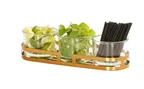image of Cal-Mil 23797-5-130 Brooklyn Mixology Holder, For 32 Oz. Jars 13.5"W X 5"D X 4.75", Antique Brass Finish
