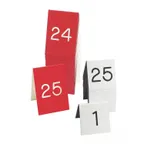 image of Cal-Mil 271A-2 Plastic Table Number Tent Set, 3-1/2" x 5" H, Black/White, #1-25 Double‑Sided