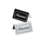 image of Cal-Mil 273-1 Reserved Sign, 5" X 3" Plastic Tent, Red/White Engraved Cursive Message Both Sides
