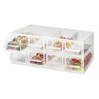image of Cal-Mil 287 Topping Drawer Bin, 13"W x 8"D x 5"H Clear BPA‑Free Plastic, 8 Notched Drawers