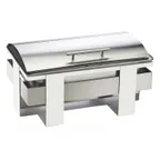 image of Cal-Mil 3017-55 Chafing Dish, 8 Qt Cap, 21-3/4"W x 13-3/4"D x 9"H, Steel Lift‑Off Lid, White Frame