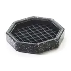 image of Cal-Mil 310-6-31 Stone Drip Tray – Octagon 6" Plastic, Black Ice Finish, Removable Inner Tray
