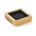 image of Cal-Mil 330-4-60 Bamboo Drip Tray, 4" X 4" Square, Brown Wood Finish, Removable Inner Tray, BPA‑Free
