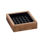 image of Cal-Mil 330-4-99 Madera Drip Tray, 4" x 4" Square, Rustic Pine Wood, Brown Finish, Removable Tray