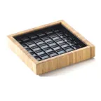 image of Cal-Mil 330-6-60 Bamboo Drip Tray, 6" x 6" Square, Brown Wood Finish, Removable Inner Tray, BPA-Free