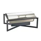 image of Cal-Mil 3321-13 8-Qt Rectangular Stainless Steel Chafer, Hinged Black Lid, 24.25W X15.25D X8.5H