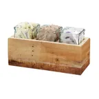 image of Cal-Mil 3406-6 Madera Jar Display, 14"W X 5.5"D X 6"H, Rectangular (3) 4" X 4" Glass Jars
