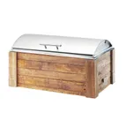 image of Cal-Mil 3429-99 Madera Chafer, 8 Qt Rect, 22"W x 14¼"D x 9"H, Steel Lift‑Off Lid, Pine Base