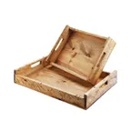 image of Cal-Mil 3454-1220-99 Madera Tray, 23.25"W x 14.5"D x 5.25"H, Rectangular, Rustic Pine, Wood, With Handles