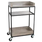 image of Cal-Mil 3461-110 Aspen Beverage Cart, 16x27x41, 3-Tier, Reclaimed Wood, Gray, Black Powder-Coated Metal Frame