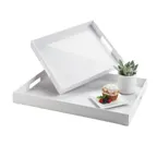 image of Cal-Mil 3475-2-15 Room Service Tray - 21.9" x 15.9" x 2.25" ABS Plastic With Handles, White Finish