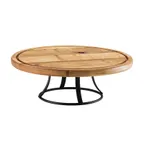 image of Cal-Mil 3481-99 Pine Round Pedestal Stand, 13.5" Dia x 4.5" H, Natural Wood Top, Black Metal Base
