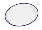 image of Cal-Mil 3482-15 Serving Tray, 12"W x 16"D x 1.25"H, Oval, Two Tone White Melamine Blue Enamelware