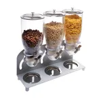 image of Cal-Mil 3510-3-39 Countertop Cereal Dispenser, 3×3.5L Plastic PlatinumBase18.5"W×6"D×18"H BPA-Free