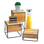 image of Cal-Mil 3562-11-99 Madera Industrial Riser, 8"W X 8"D X 11.25"H, Square, Rustic Pine Panels