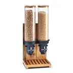 image of Cal-Mil 3584-3-99 Countertop Cereal Dispenser, 3×4.5L Cylinders, Wood Base, 19.25"W×9.75"D×26.5"H