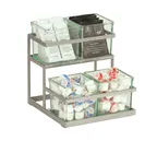 image of Cal-Mil 3604-39 Compartment Tray, Silver Plastic, 11"W x 10.5"D x 11.5"H, Coffee/Tea/Condiment Jars
