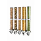 image of Cal-Mil 3618-5-39FF Wall‑Mount Cereal Dispenser, 5 × 9‑L Plastic Cylinders, 31W x 6½D x 38H