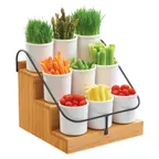 image of Cal-Mil 3638-60 Condiment Station, 14.5"W X 13"D X 12.25"H, 3-Tiers, Black Wire Frame