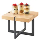 image of Cal-Mil 3641-12-71 Riser, 12" W x 12" D x 9" H, Black Metal Base, Maple Top, Natural, 1-2 Step