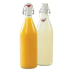 image of Cal-Mil 3674-34 Bottle, 34 oz. capacity, 3.25" dia. x 12.5"H, Rubber Seal, Clear Glass, Non-Tempered