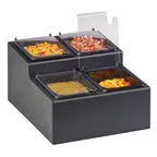 image of Cal-Mil 3687-13 Salsa/Condiment Station, (4) 1/6 Size Pans With Notched Lids
