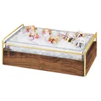 image of Cal-Mil 3702-12-46 Mid-Century Ice Display, 13.5"W x 21.75"D x 7.25"H, Clear Pan, Wood & Brass Frame