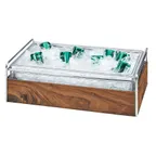 image of Cal-Mil 3702-12-49 Ice Housing, 13.5"W x 21.75"D x 7.25"H, Wood Frame, Chrome, Polycarbonate Pan