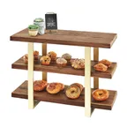 image of Cal-Mil 3708-46 Mid-Century Frame Riser Shelves, 32"W X 13.5"D X 25.5"H, 3-Tier (3) Walnut Shelves