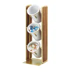 image of Cal-Mil 3715-46 Mid-Century Cylinder Display, 6.5x6.5x19.5, Walnut with Brass Frame, 3 Compartments