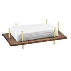 image of Cal-Mil 3718-46 Napkin Holder, 10" W x 5-1/2" D x 3-1/2" H, Wood, Brass Frame, Holds 4" x 8" Napkins