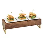 image of Cal-Mil 3724-46 Reversible Riser, Walnut & Brass, 20" W x 7" D x 6" H, Browns, 5"-8", 1-2 Steps