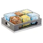 image of Cal-Mil 3805-83 Ashwood Jar Display, 12.75"W X 9"D X 4.5"H (6) 4"W X 4"D X 4"H Glass Jars
