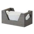 image of Cal-Mil 3810-83 Ashwood Napkin Holder, 4" W x 8" H, Geometric Cutouts, Oak Wood, Gray Wash