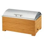 image of Cal-Mil 3821-60 Rectangular Chafing Dish, 8 Qt (2 Gal), 22x14x13 In, Steel, Bamboo Hinged Lid