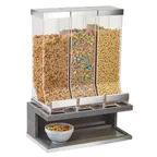 image of Cal-Mil 3823-83 Ashwood Cereal Dispenser, 3 x 10-L, 17.5"W x 9.5"D x 24"H, Oak Wood Base, Gray Wash