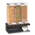 image of Cal-Mil 3823-87 Countertop Cereal Dispenser 17.5"W x 9.5"D x 24"H, Wood Base, Gray, 3 Bins, BPA‑Free