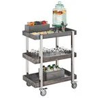 image of Cal-Mil 3834-83 Ashwood 3-Tier Beverage Cart, 31"W x 20-1/8"D x 39-1/4"H, Oak Wood, Ash Gray, Heavy Duty Casters