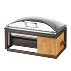 image of Cal-Mil 3907-84 Sierra Chafer, 8-qt Rect, 22x15x14 in, Pine & Bronze Lift Lid, Drawer & Windguard