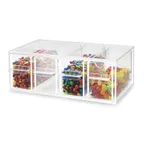 image of Cal-Mil 393 Topping Drawer Dispenser, 13"W x 8"D x 5"H, Clear BPA‑Free Plastic, 4 Notched Drawers